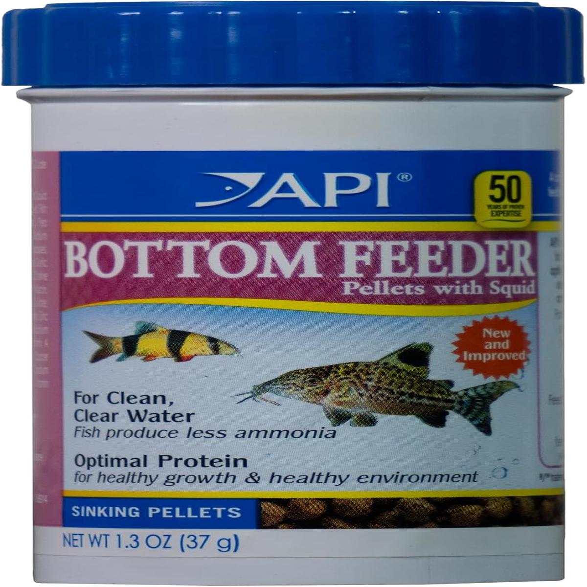 API Botton Feeder Pellets with Squid Fish Food - 1.3 oz.