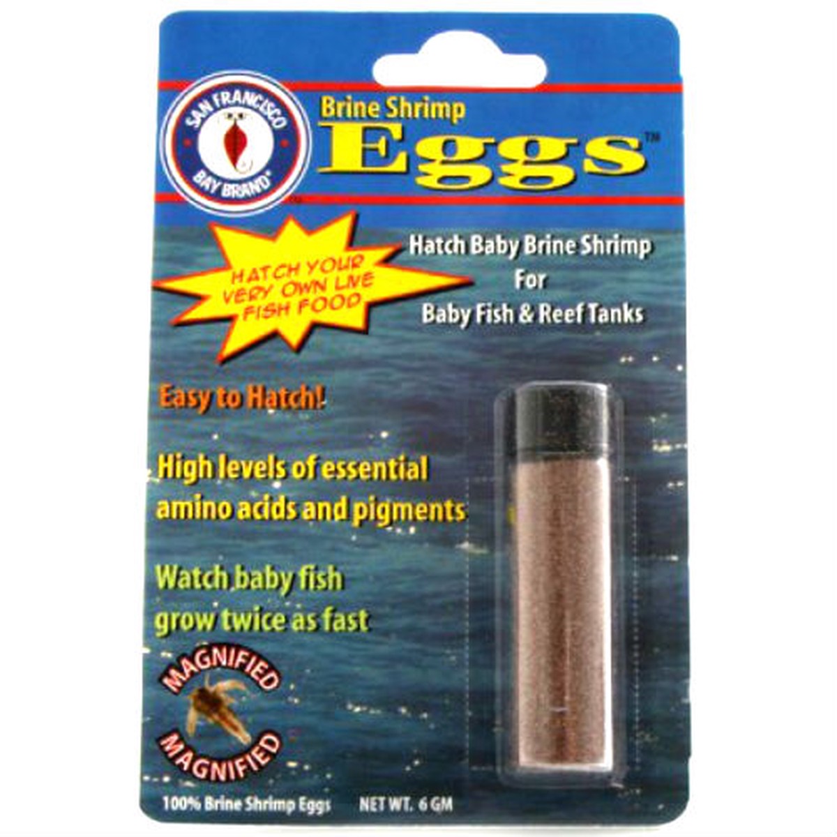 (EXPIRED 2/26) Baby Brine Shrimp Eggs Vial (6 GM) Fish Food - San Francisco Bay Brand